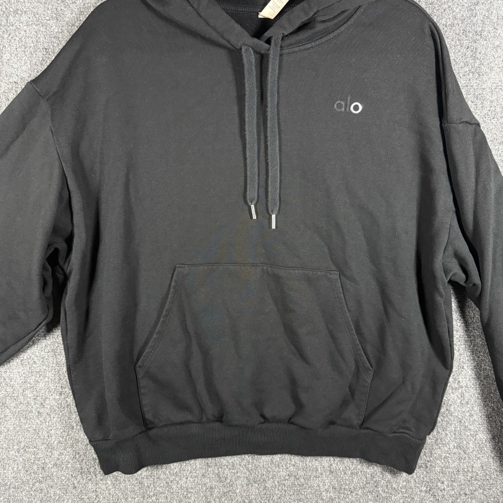 Alo Yoga Accolade Pullover Hoodie Activewear Black Womens Size Medium #2655 - Picture 6 of 9